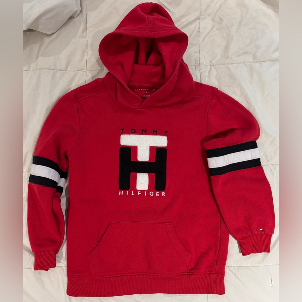 Kids TOMMY HILFIGER Red Pullover Jumper Hoodie Kids Size 8
